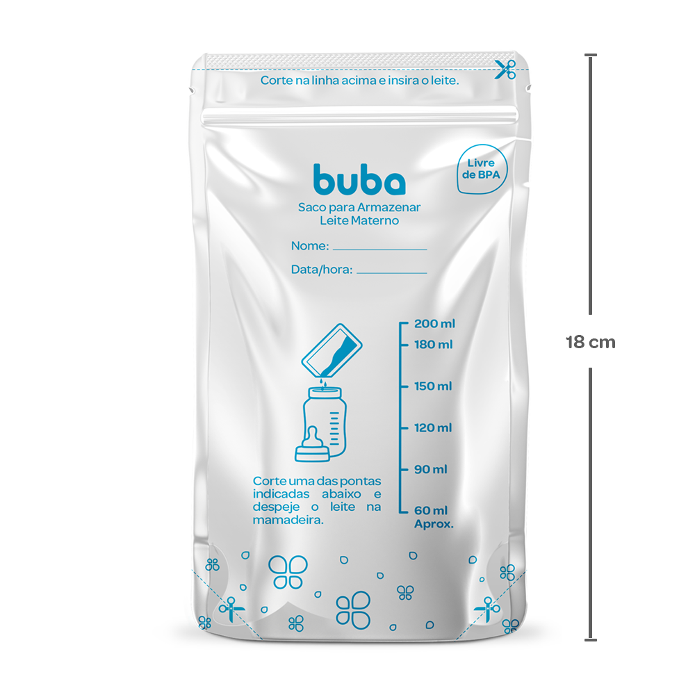 Saco para Armazenar Leite Materno 200 ml 25 unidades