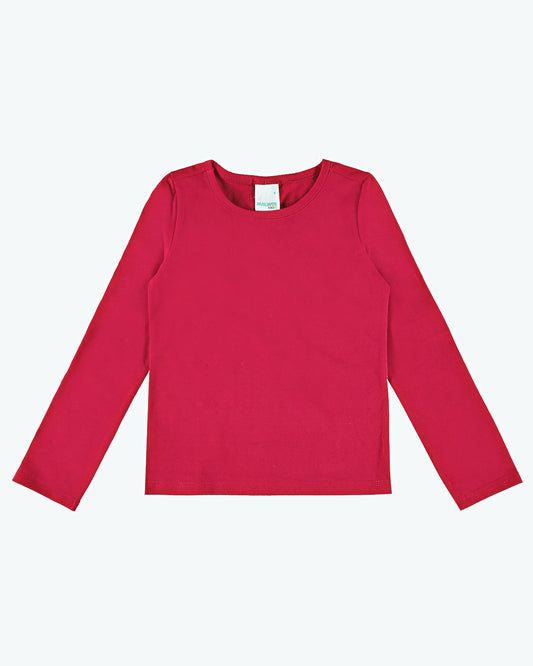 Blusa Infantil Menina Manga Longa em Algodão Pink