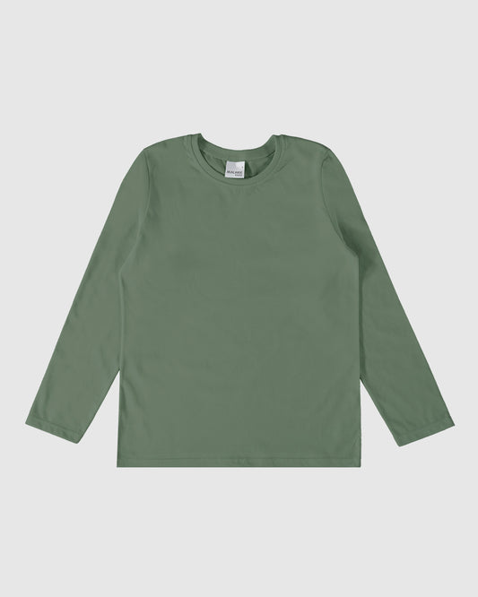 Camiseta Infantil Menino Manga Longa em Algodão Verde
