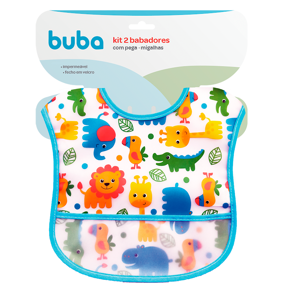 Babador com Pega Migalhas Safari - Azul