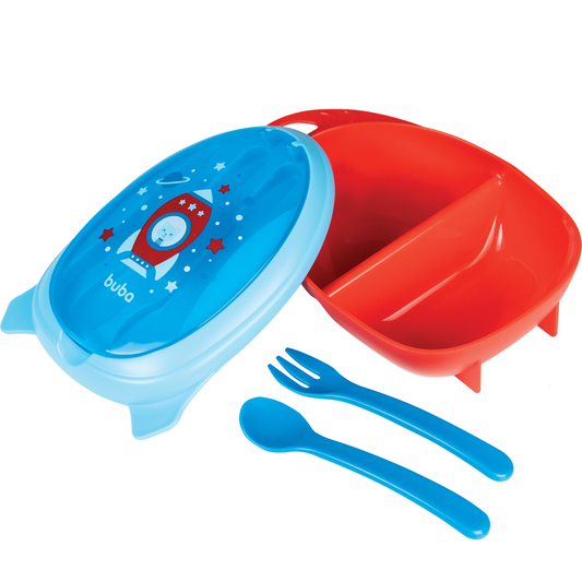 Kit Refeição com Talher Foguete - Azul