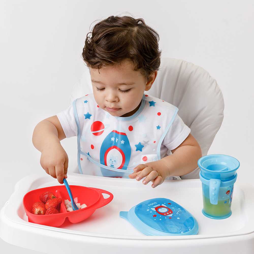 Kit Refeição com Talher Foguete - Azul