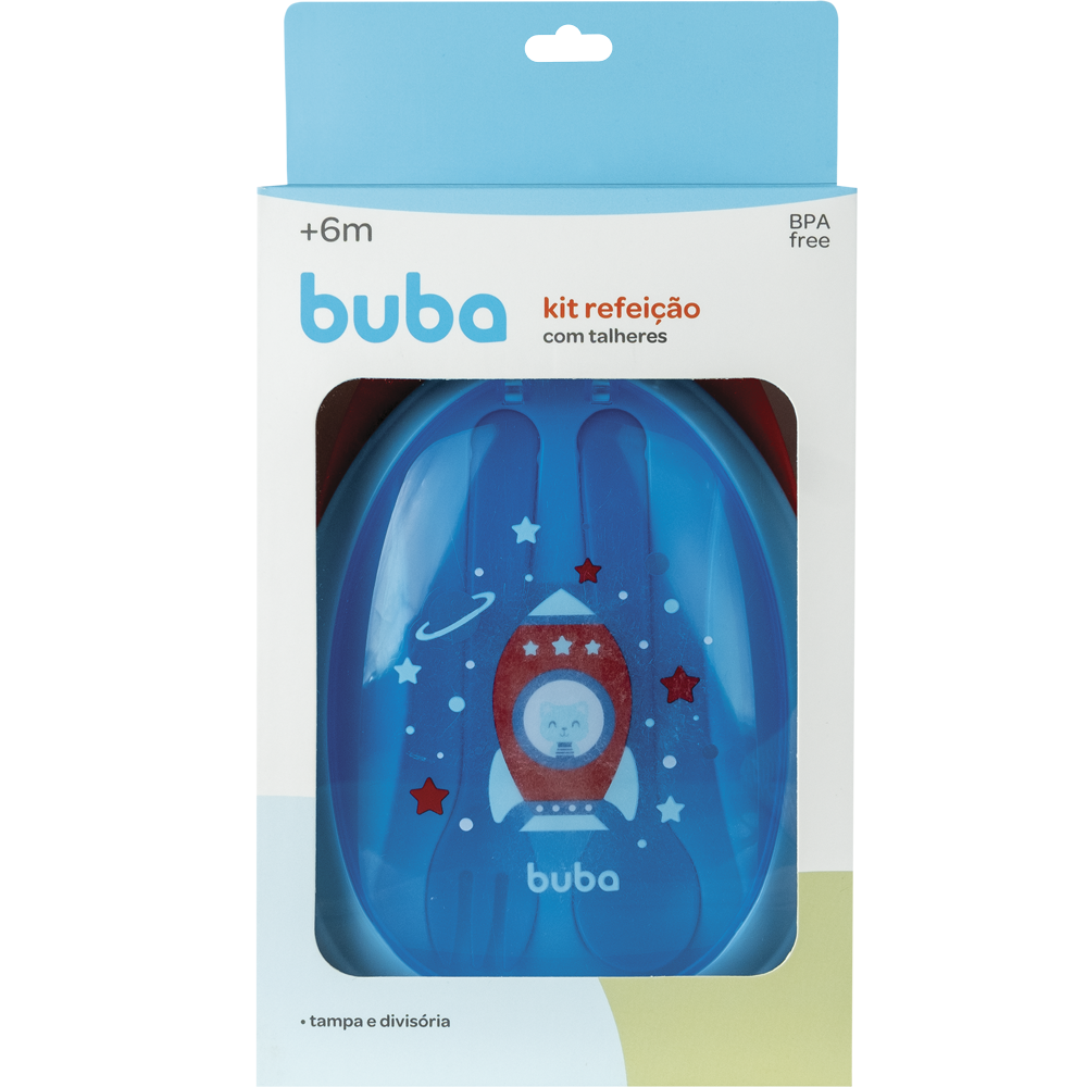 Kit Refeição com Talher Foguete - Azul