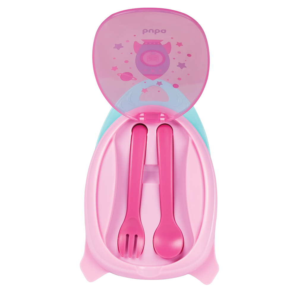 Kit Refeição com Talheres Foguete - Rosa