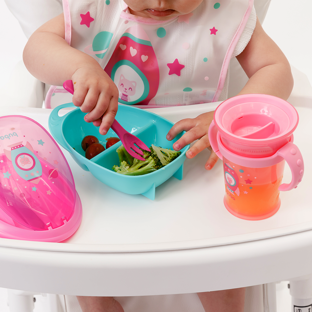 Kit Refeição com Talheres Foguete - Rosa