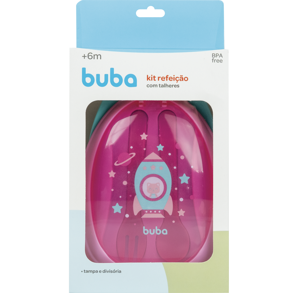 Kit Refeição com Talheres Foguete - Rosa