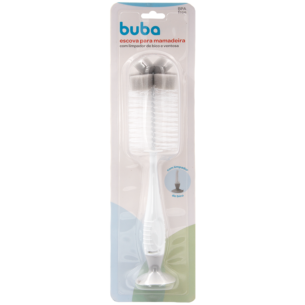Escova para Mamadeira com Limpador de Bico e Ventosa