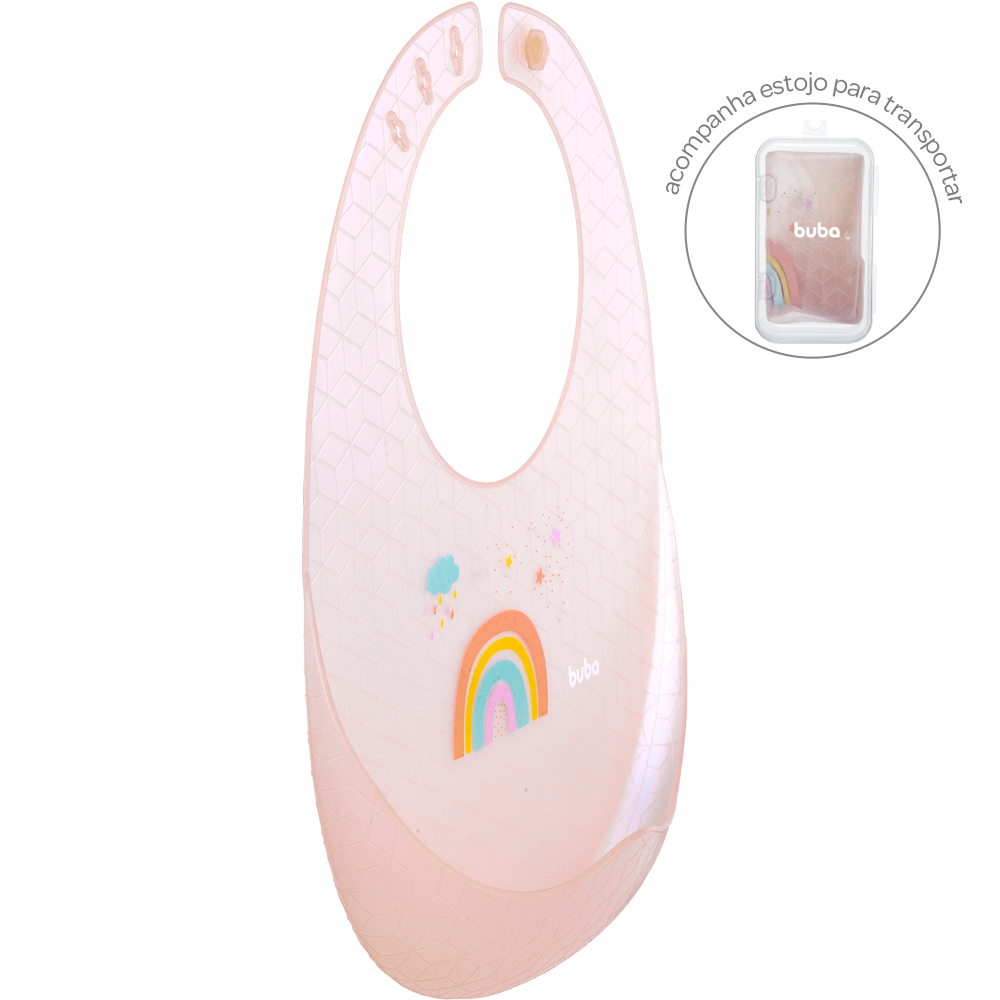 Babador em Silicone com Estojo - Rosa