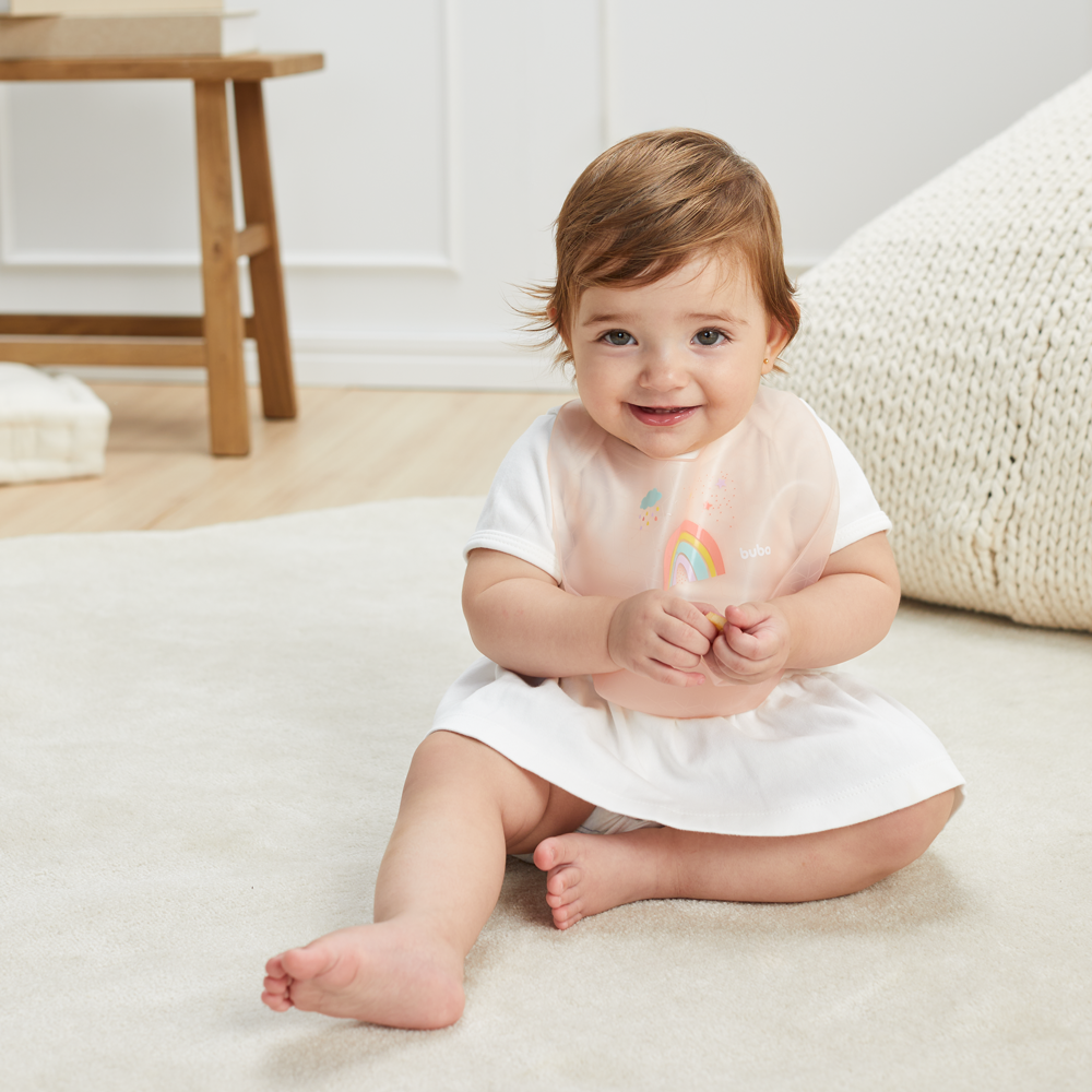 Babador em Silicone com Estojo - Rosa