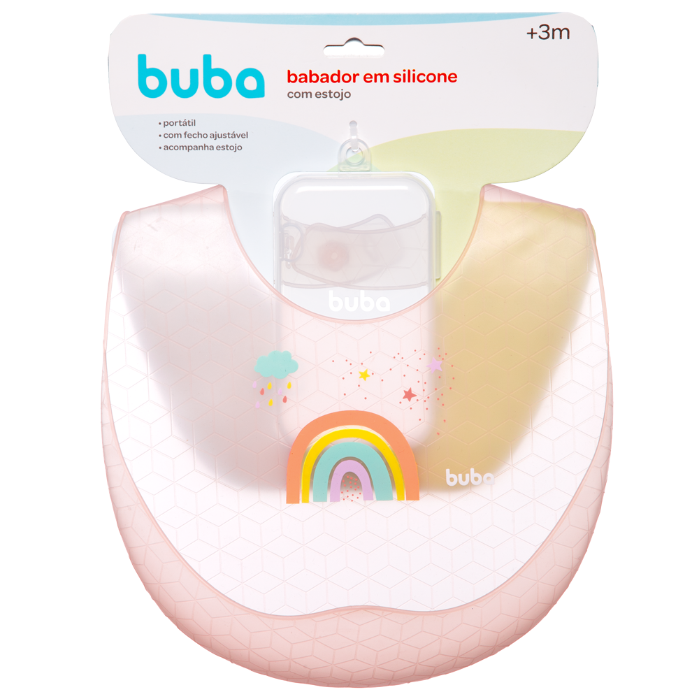 Babador em Silicone com Estojo - Rosa