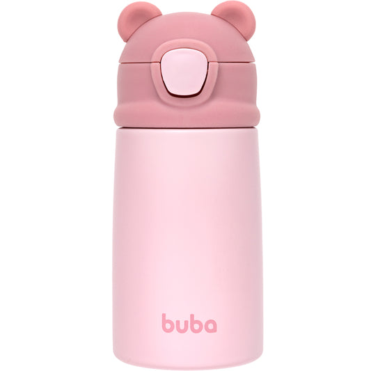 Copo Térmico Parede Dupla com Canudo Urso - Rosa