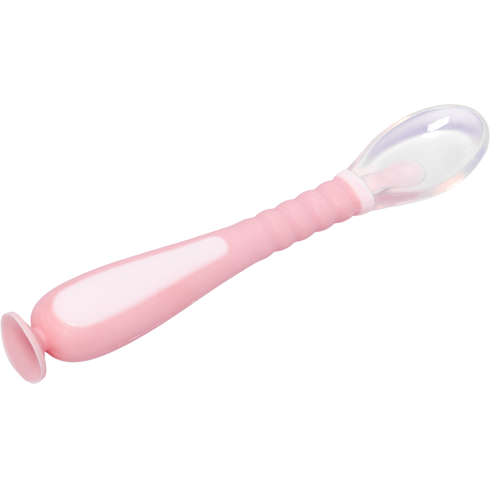 Colher Flexível em Silicone com Ventosa - Rosa