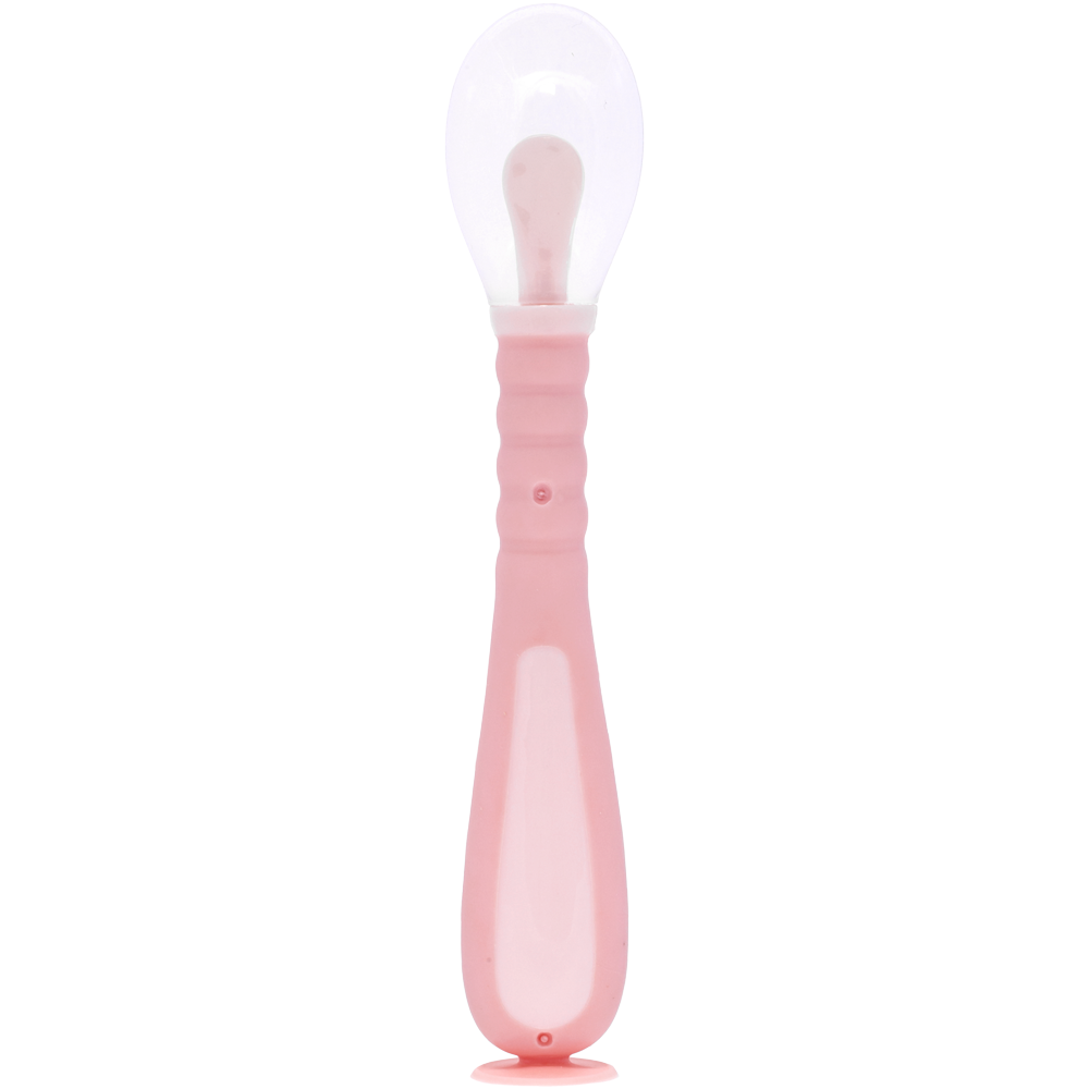 Colher Flexível em Silicone com Ventosa - Rosa