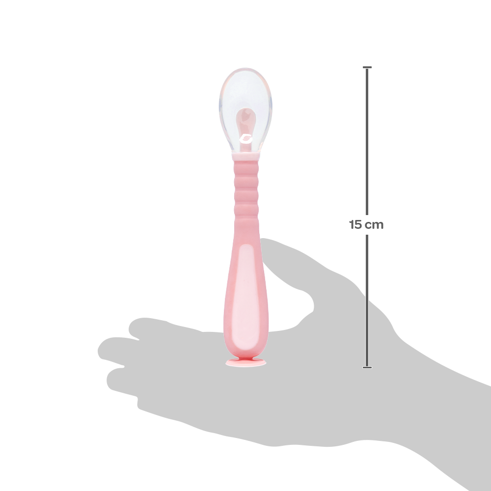 Colher Flexível em Silicone com Ventosa - Rosa