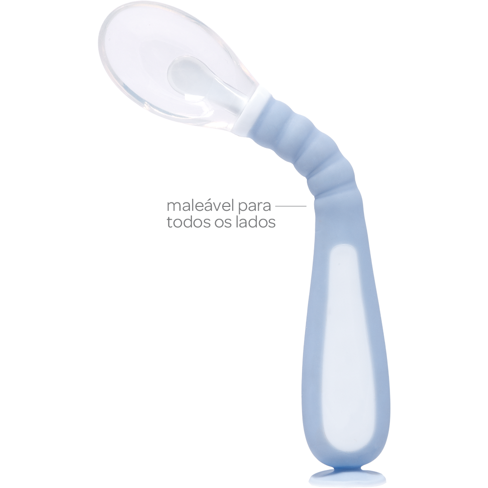 Colher Flexível em Silicone com Ventosa - Azul