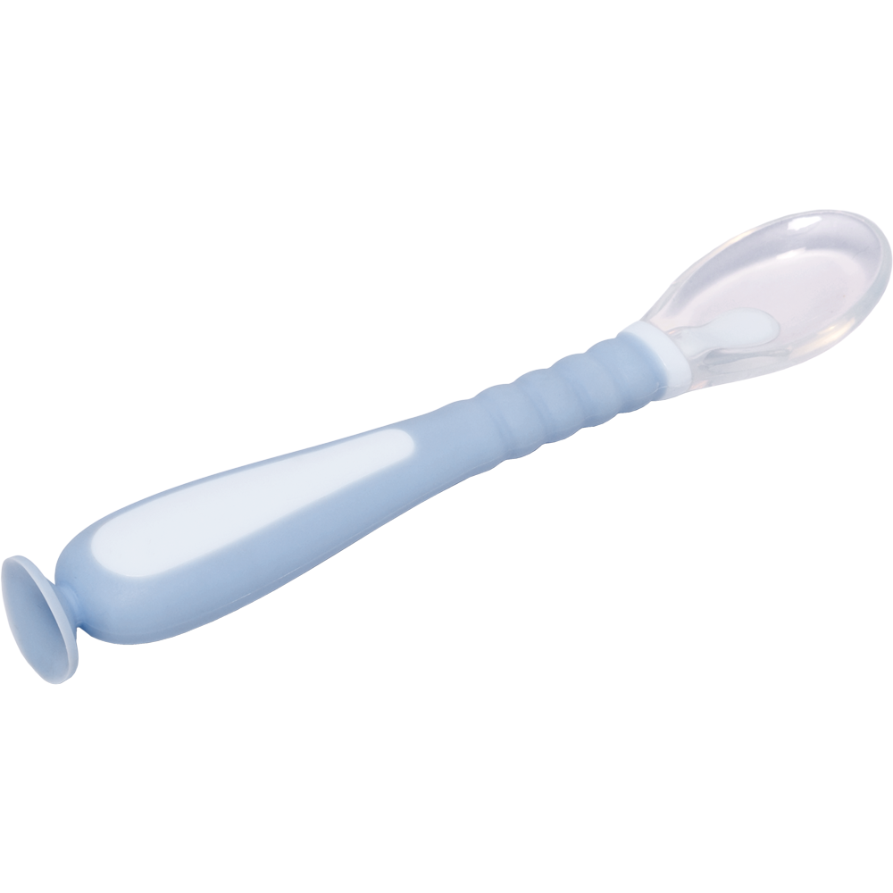 Colher Flexível em Silicone com Ventosa - Azul