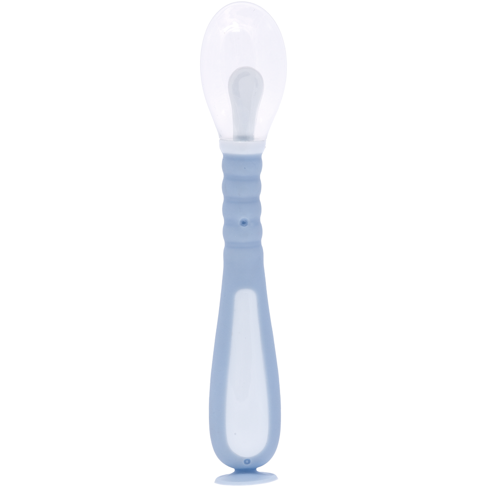 Colher Flexível em Silicone com Ventosa - Azul