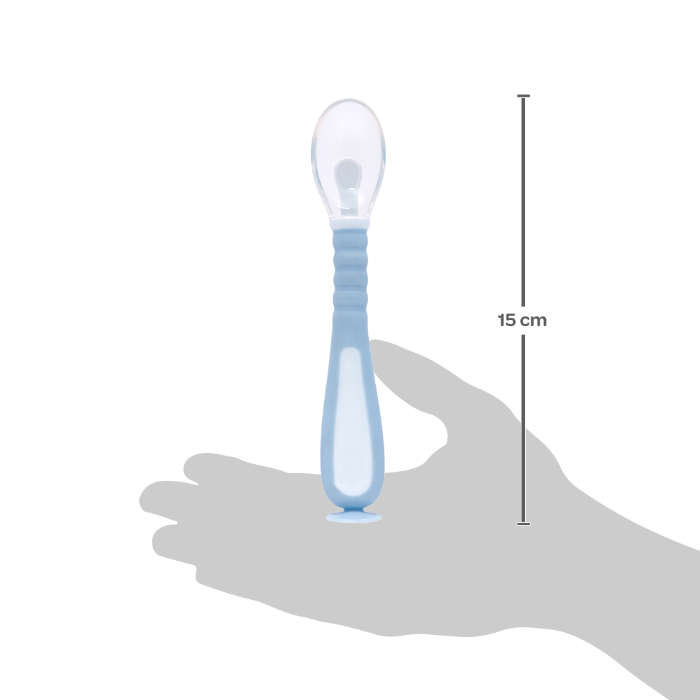 Colher Flexível em Silicone com Ventosa - Azul