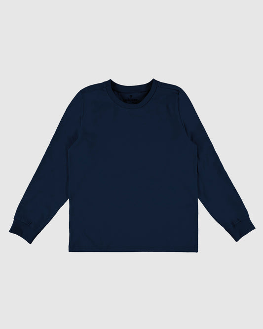 Camiseta Infantil Unissex Manga Longa Azul
