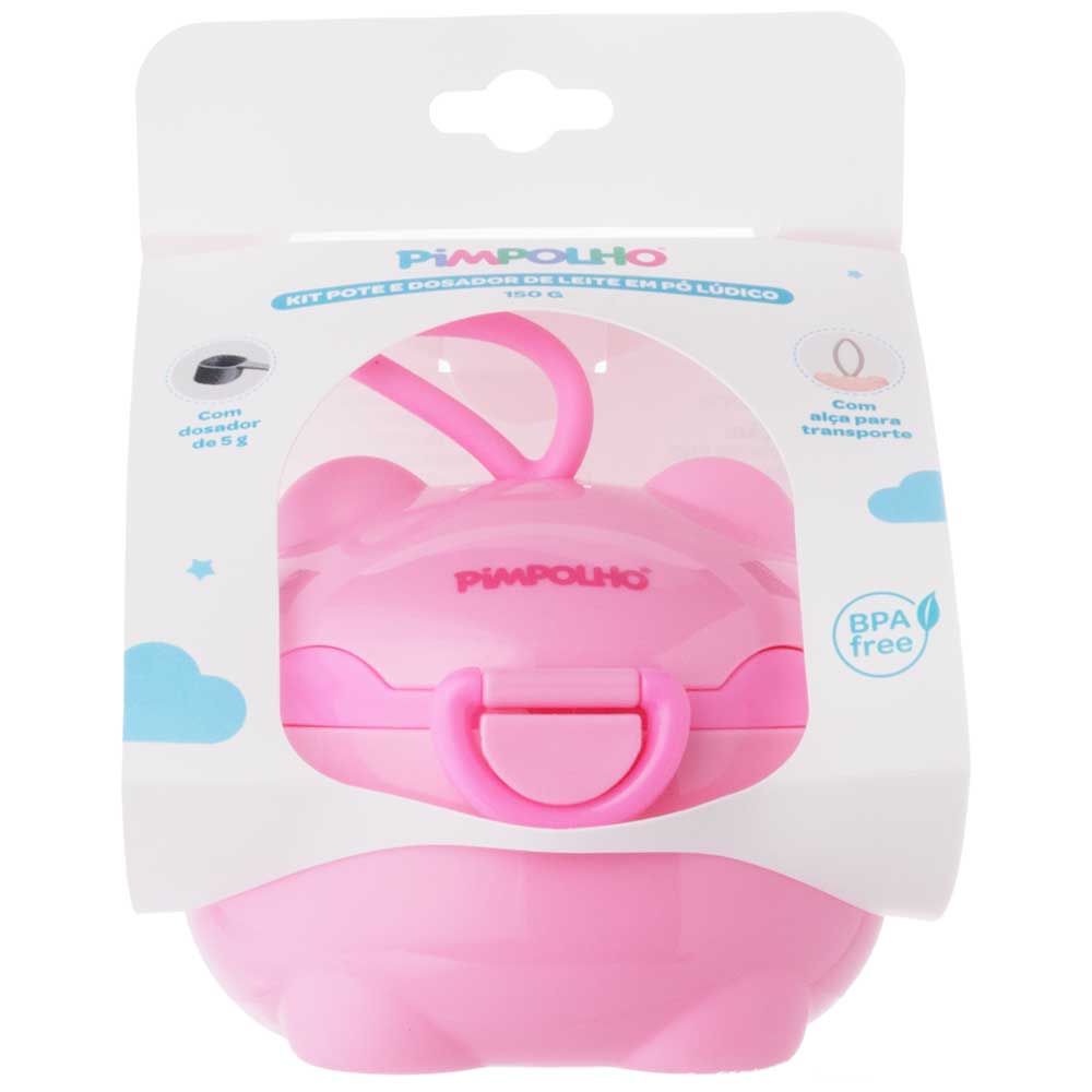 Kit Pote e Dosador de Leite em Pó Lúdico 150 g - Rosa