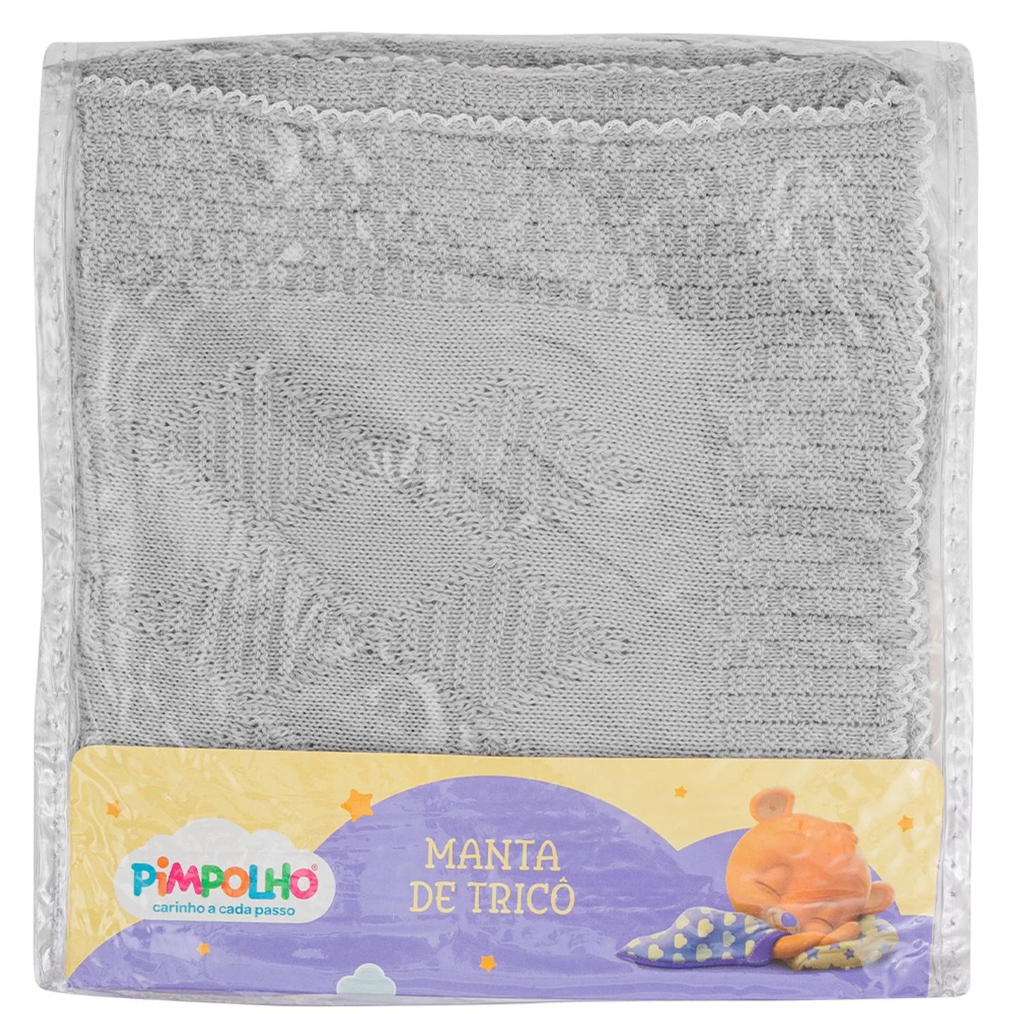 Manta de Tricô Jaquard - Cinza