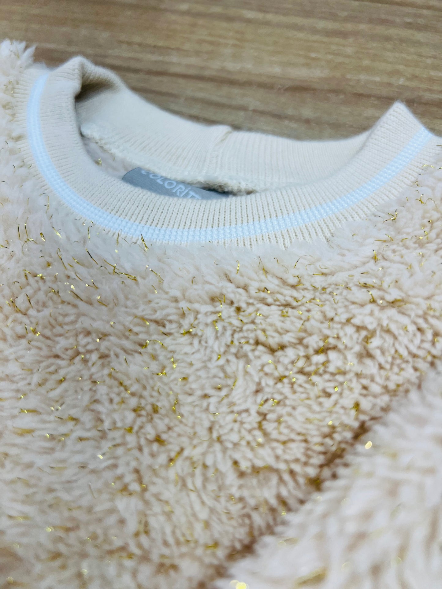 Conjunto Infantil Peluciado Com Brilho Bege