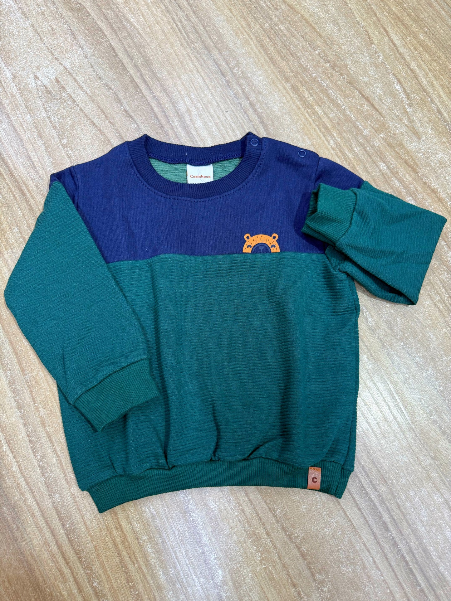 Conjunto Menino Blusão Bicolor Em Moletom Flanelado