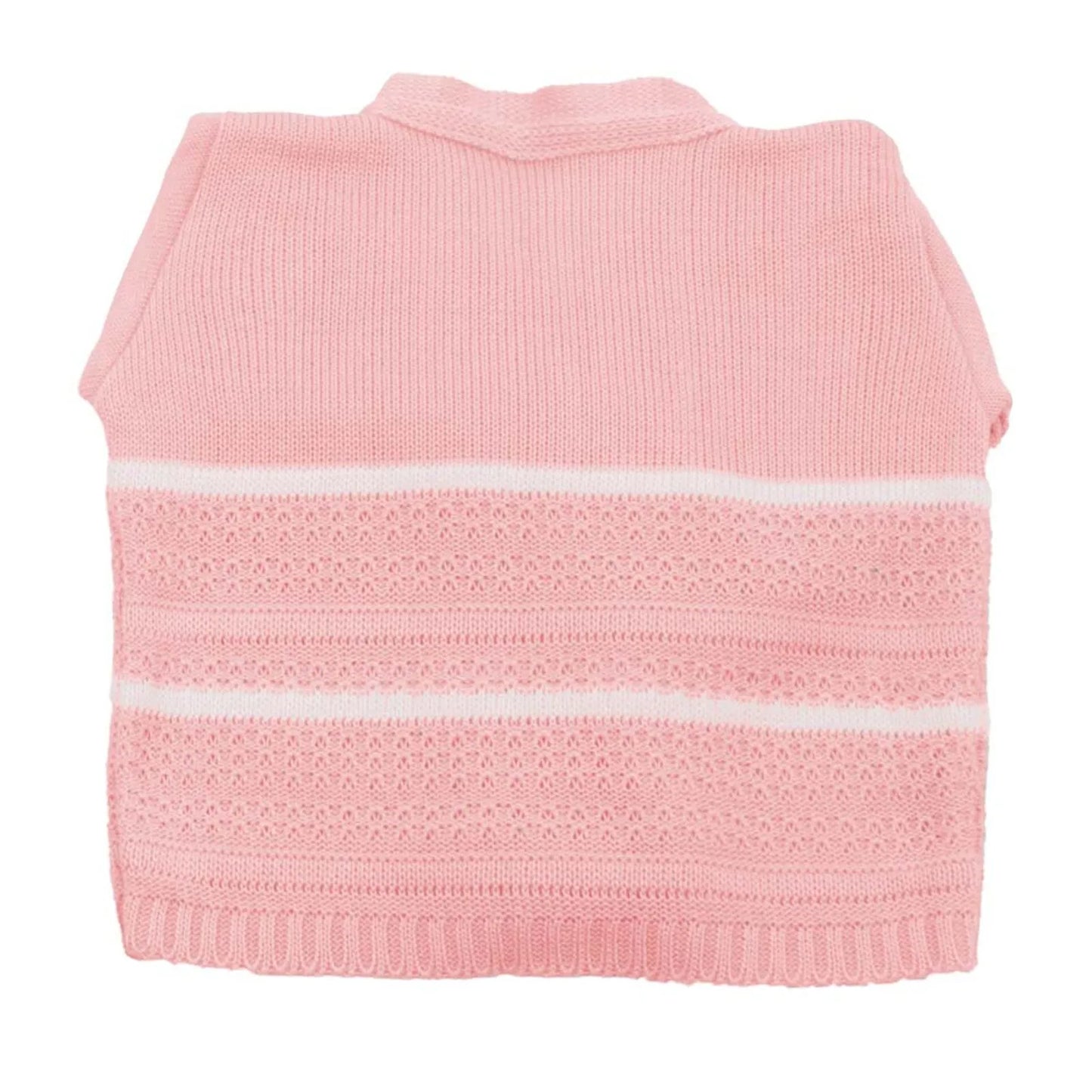 Kit Saída Maternidade Manta, Macacão e Casaco Jacquard - Rosa Listrado