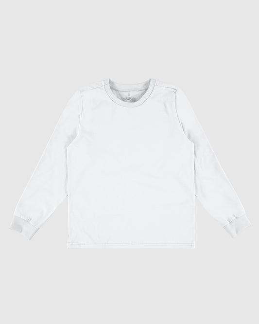 Camiseta Infantil Unissex Manga Longa Branca