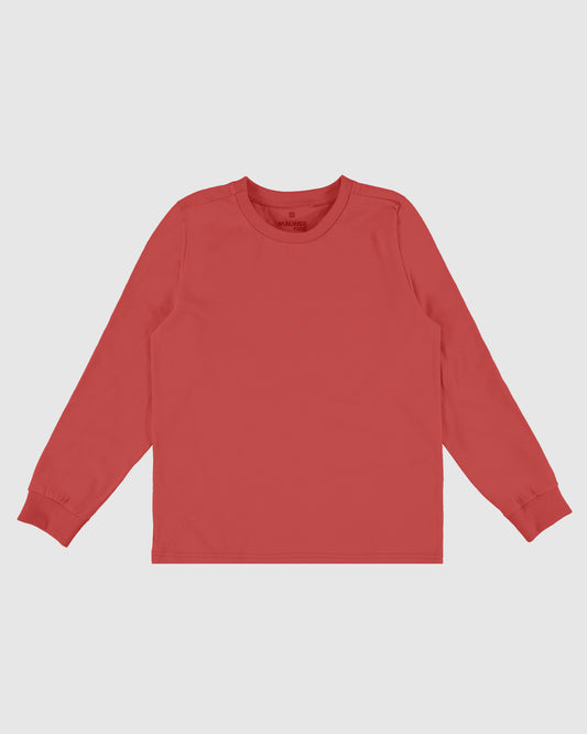 Camiseta Infantil Unissex Manga Longa Vermelho