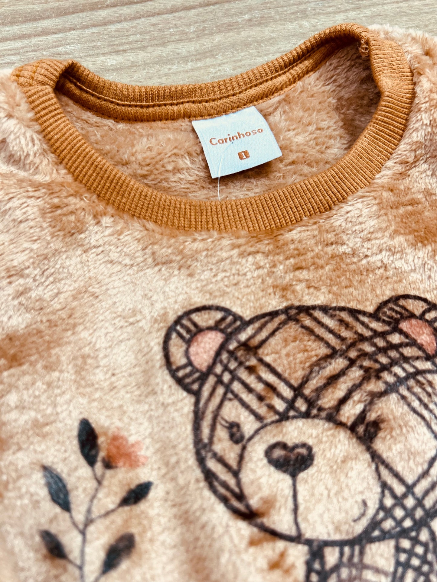 Conjunto Infantil Blusão E Calça Estampa Ursinho Marrom