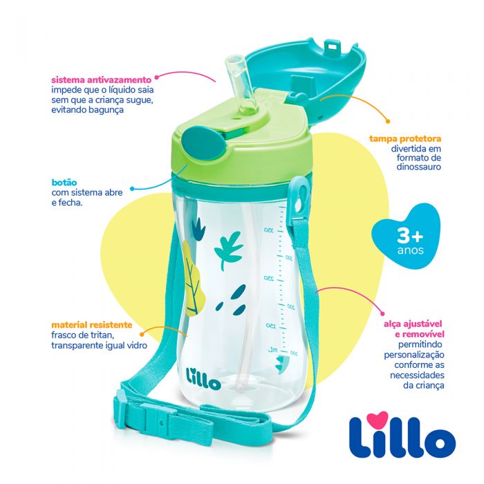 Copo de Tritan Unicórnio com Canudo 400 ml - Rosa