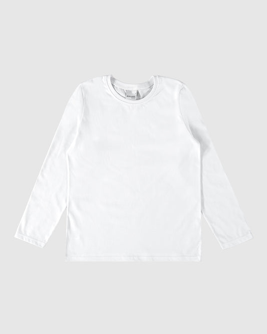Camiseta Infantil Menino Manga Longa em Algodão Branca
