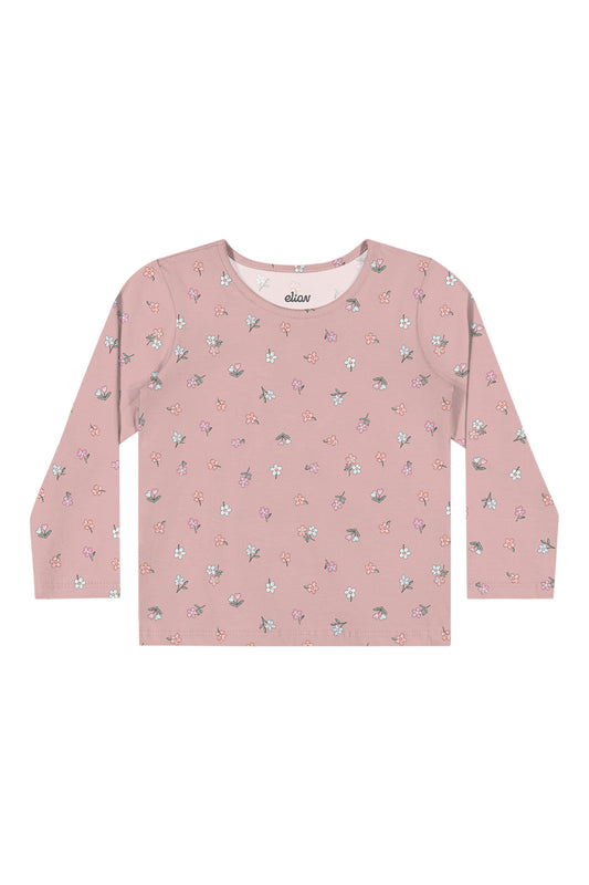 Blusa Infantil Menina Manga Longa Estampa Flores