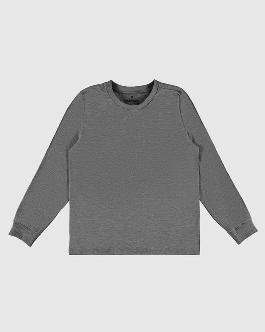 Camiseta Infantil Unissex Manga Longa Cinza