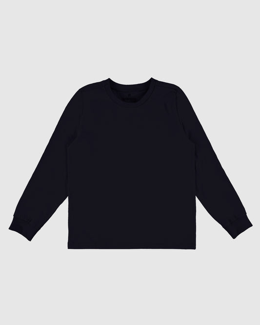 Camiseta Infantil Unissex Manga Longa Preto