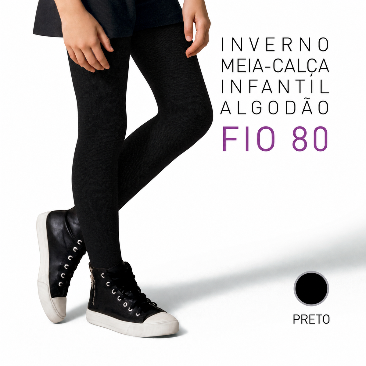 Meia Calça Quentinha Fio 80 - Preto