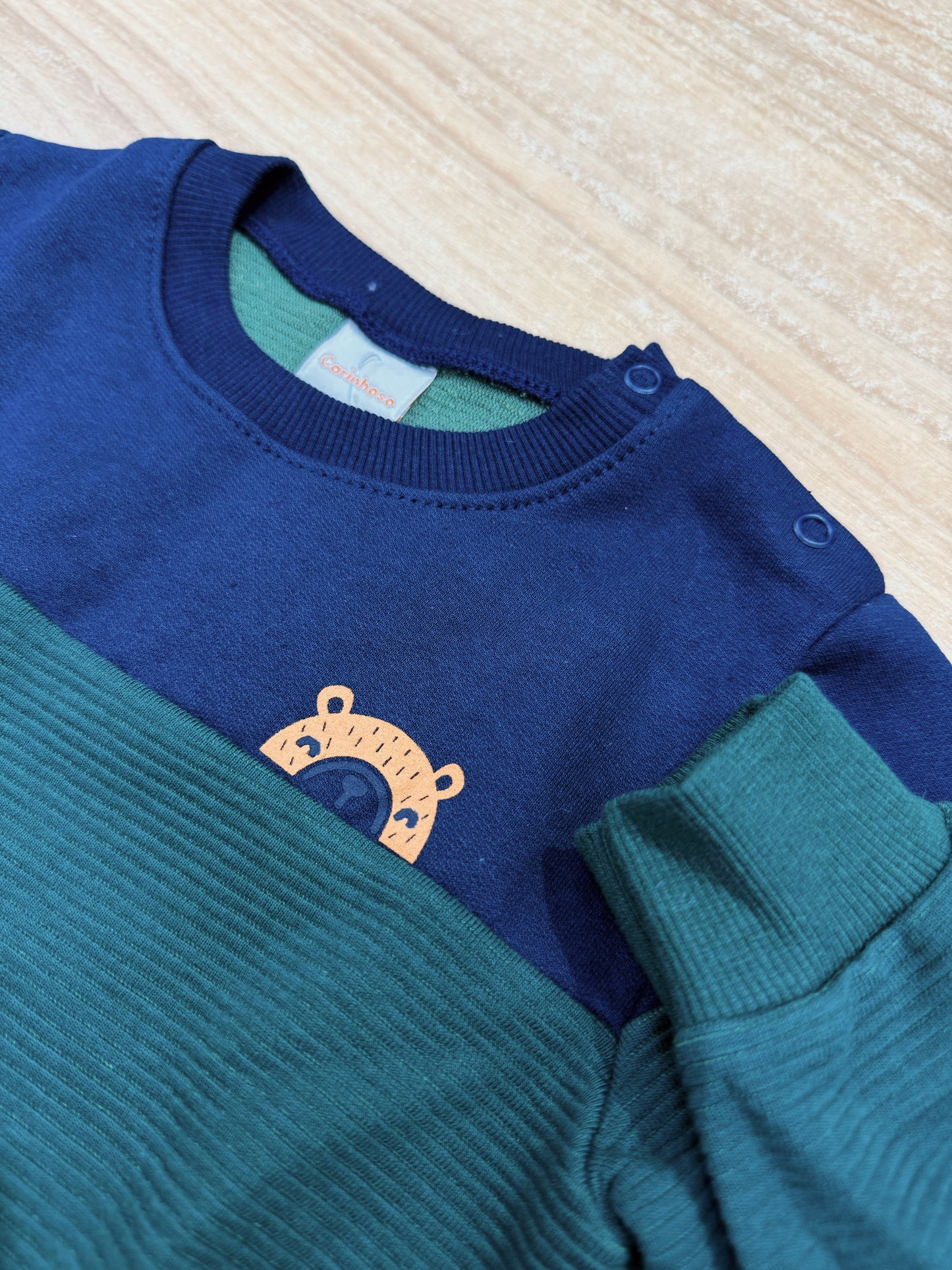 Conjunto Menino Blusão Bicolor Em Moletom Flanelado
