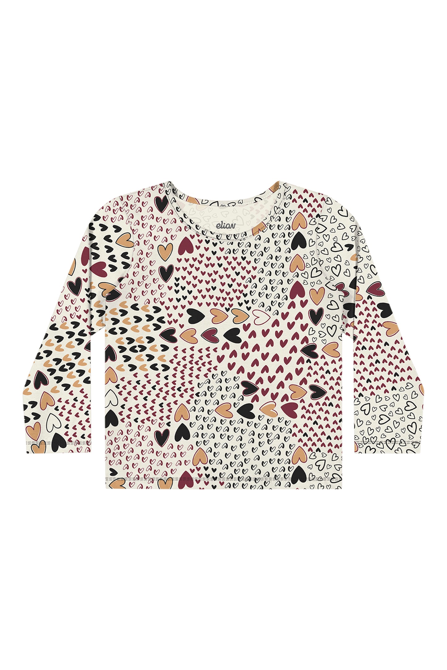 Blusa Infantil Menina Manga Longa Estampa Corações Branca