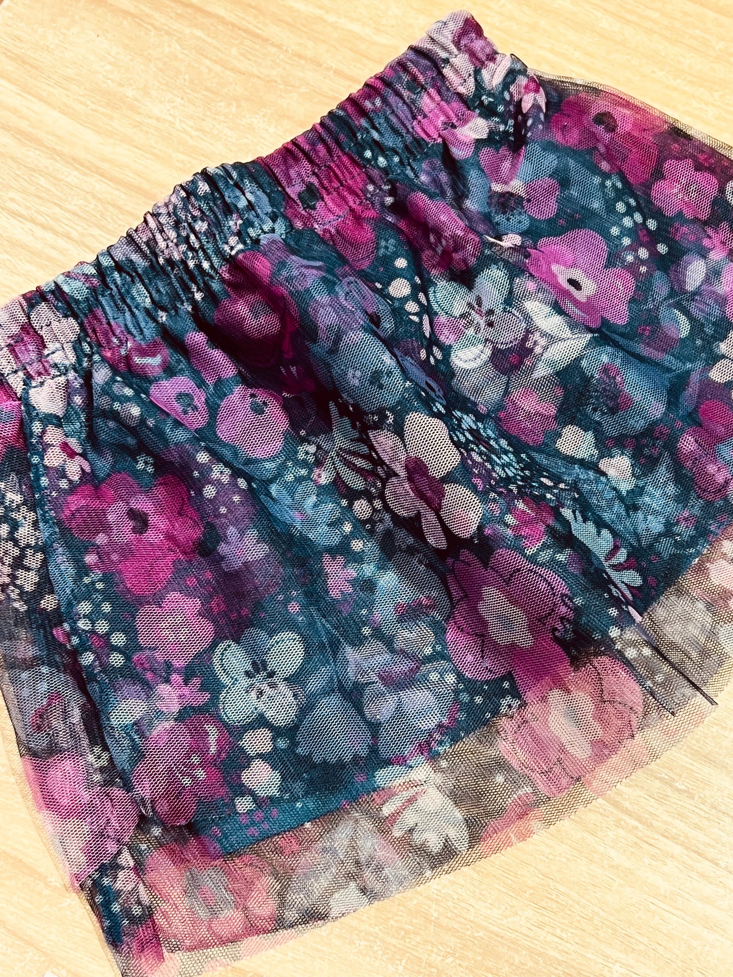 Conjunto Infantil Moletom e Saia Tule Floral Roxo