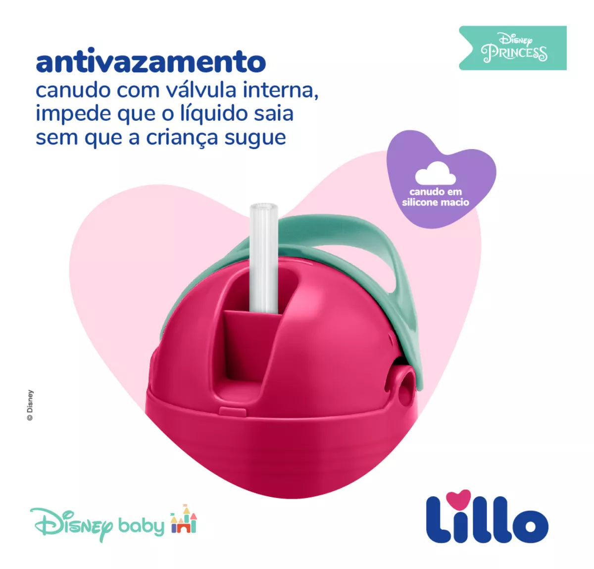 Copo Evolution com Canudo 300ml Princesas