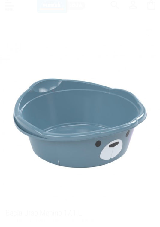 Bacia de Plástico Decorada Urso Azul
