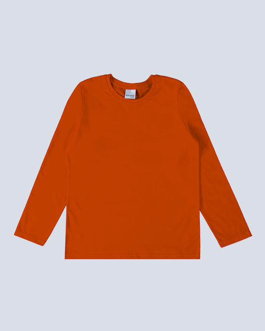 Camiseta Infantil Menino Manga Longa em Algodão Terra Cota