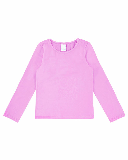 Blusa Infantil Menina Manga Longa em Algodão Lilás