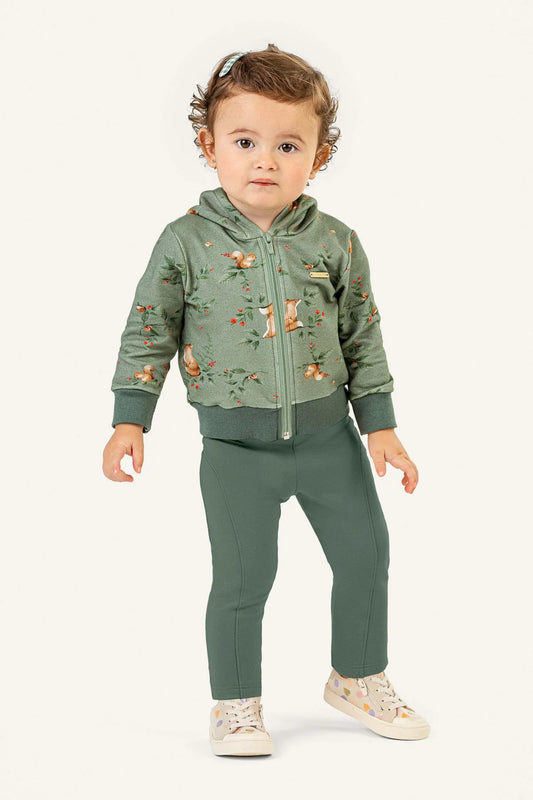 Conjunto Infantil Jaqueta Com Capuz Verde