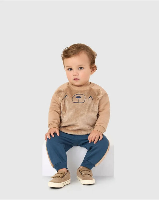 Conjunto Infantil Menino Blusão Com Bordado Em Pelúcia