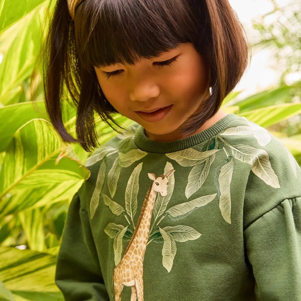 Conjunto Infantil Menina Girafa Verde