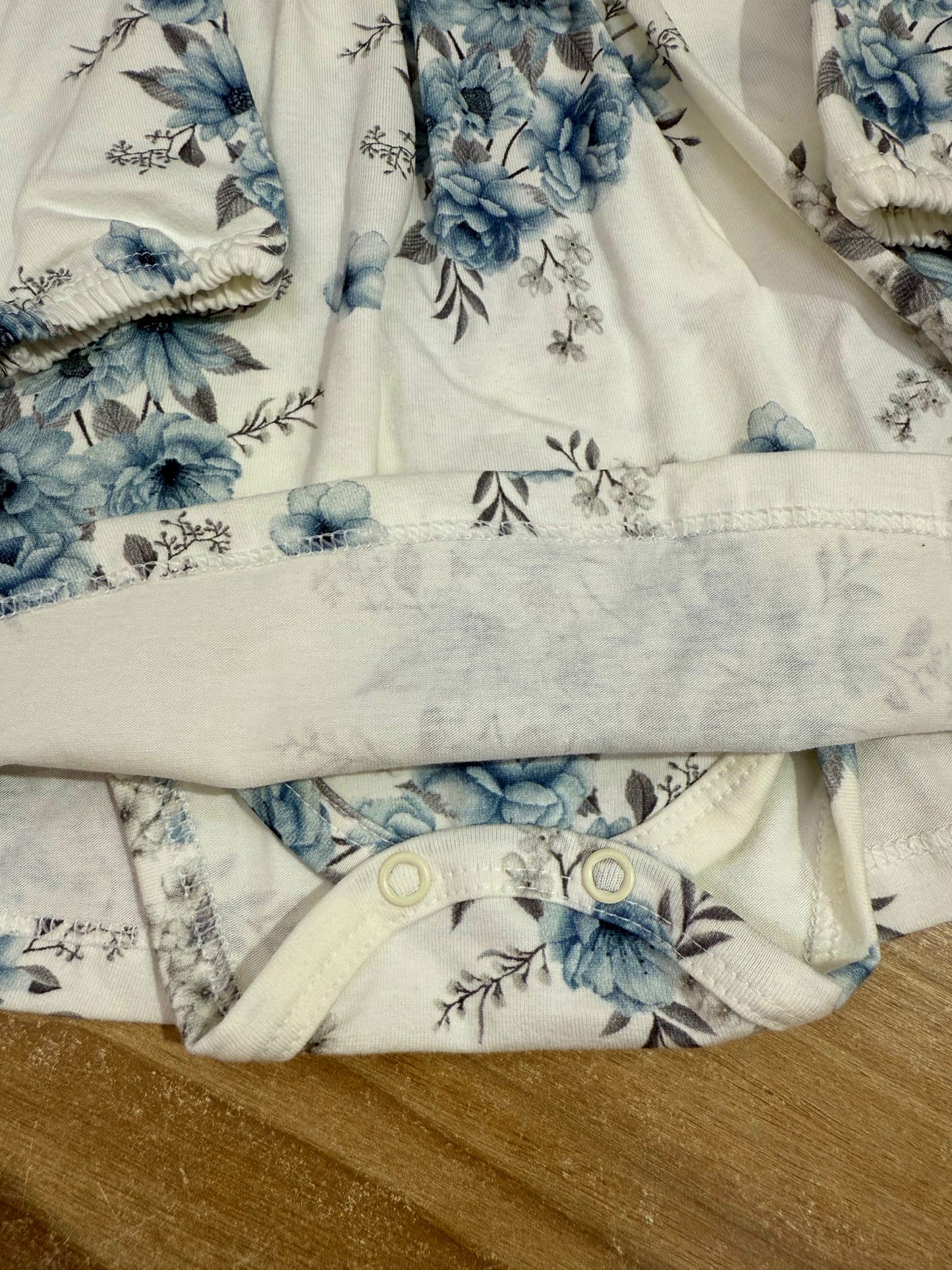 Vestido Infantil Manga Longa Flores Azul