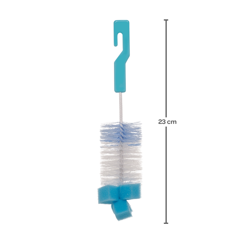 Kit Escovas Mamadeira e Bico com Esponja - Azul