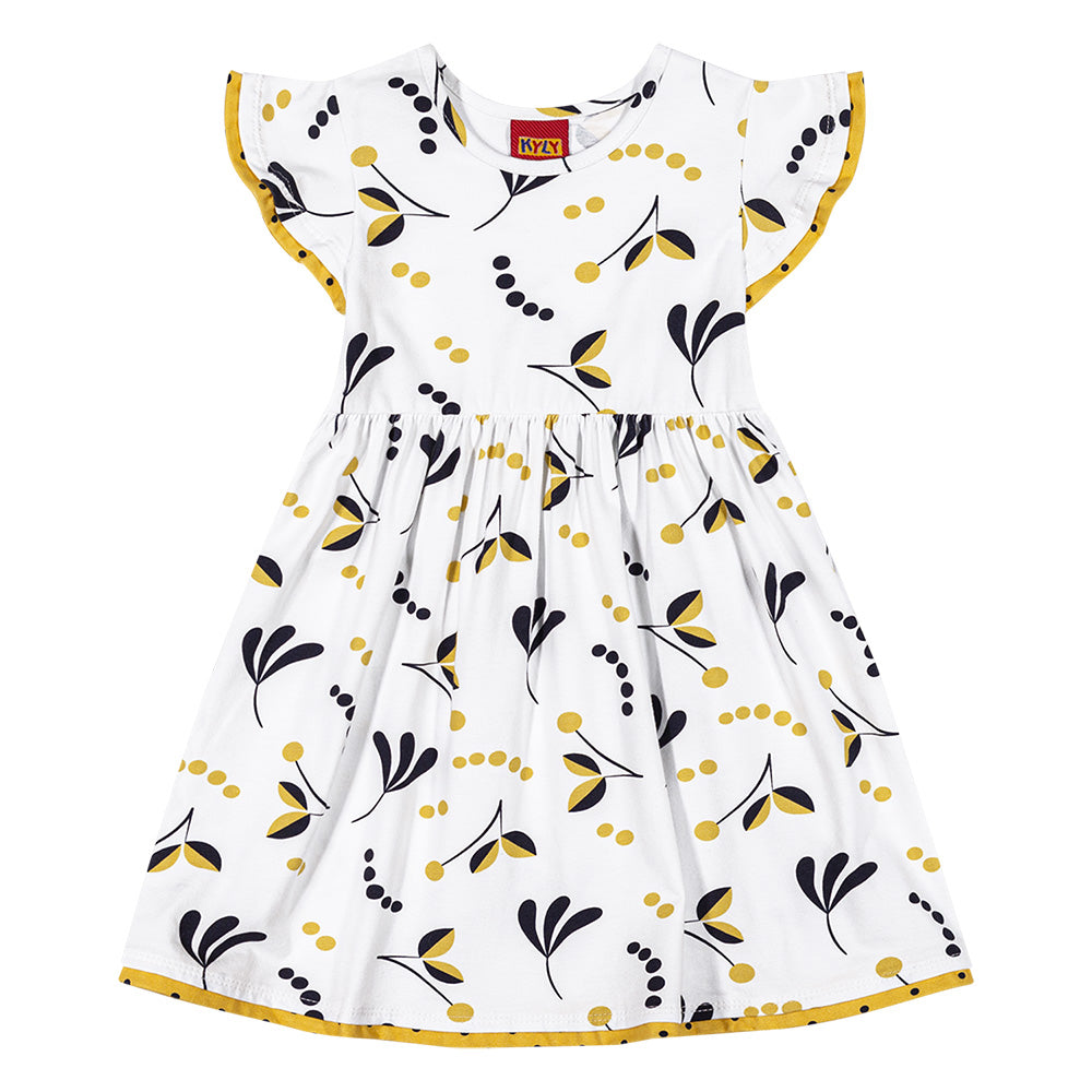 Vestido Infantil Estampa Pétala Branco